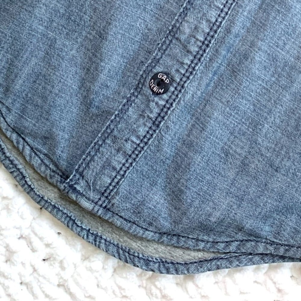 NWT Boys GAP Denim Jersey Button Shirt (Blue) 2T - Picture 5 of 7